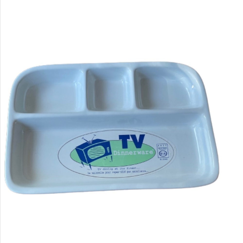 BIA Cordon Bleu Bret Bortner TV Tray White Stoneware Divided Dishes Dinnerware